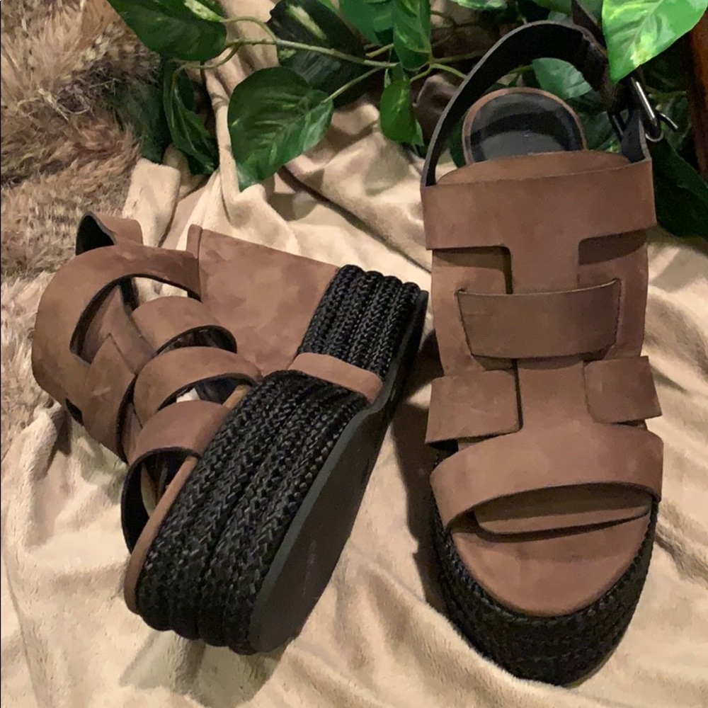All Saints Marzee Two Tone Platform Wedge Sandal - Picture 3 of 16